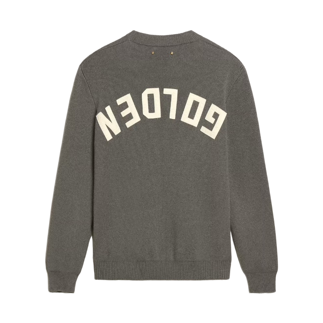 GMP00841-P000662-60304 Golden Goose Logo Cotton Round Neck Sweater Dark Grey Melange