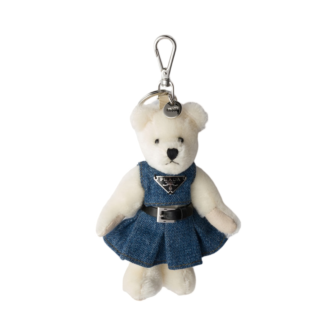 1TO59G-2HKY-F0009 Prada Teddy Keychain Charm White