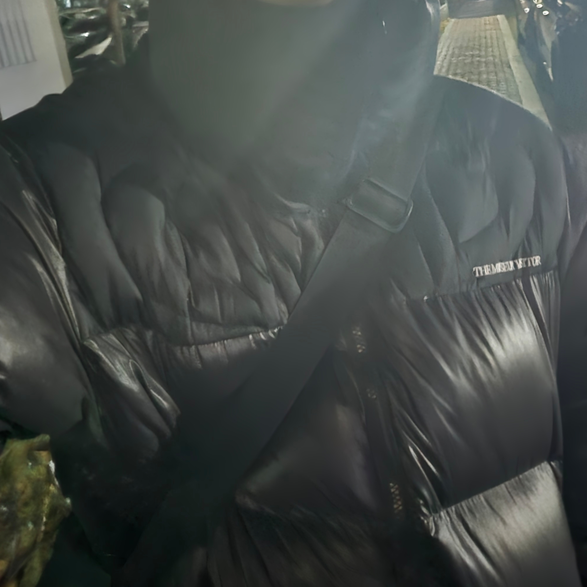 The Museum Visitor KREAM Heart Stitched Puffer Down Jacket Glossy Black - 23FW 착용 스타일