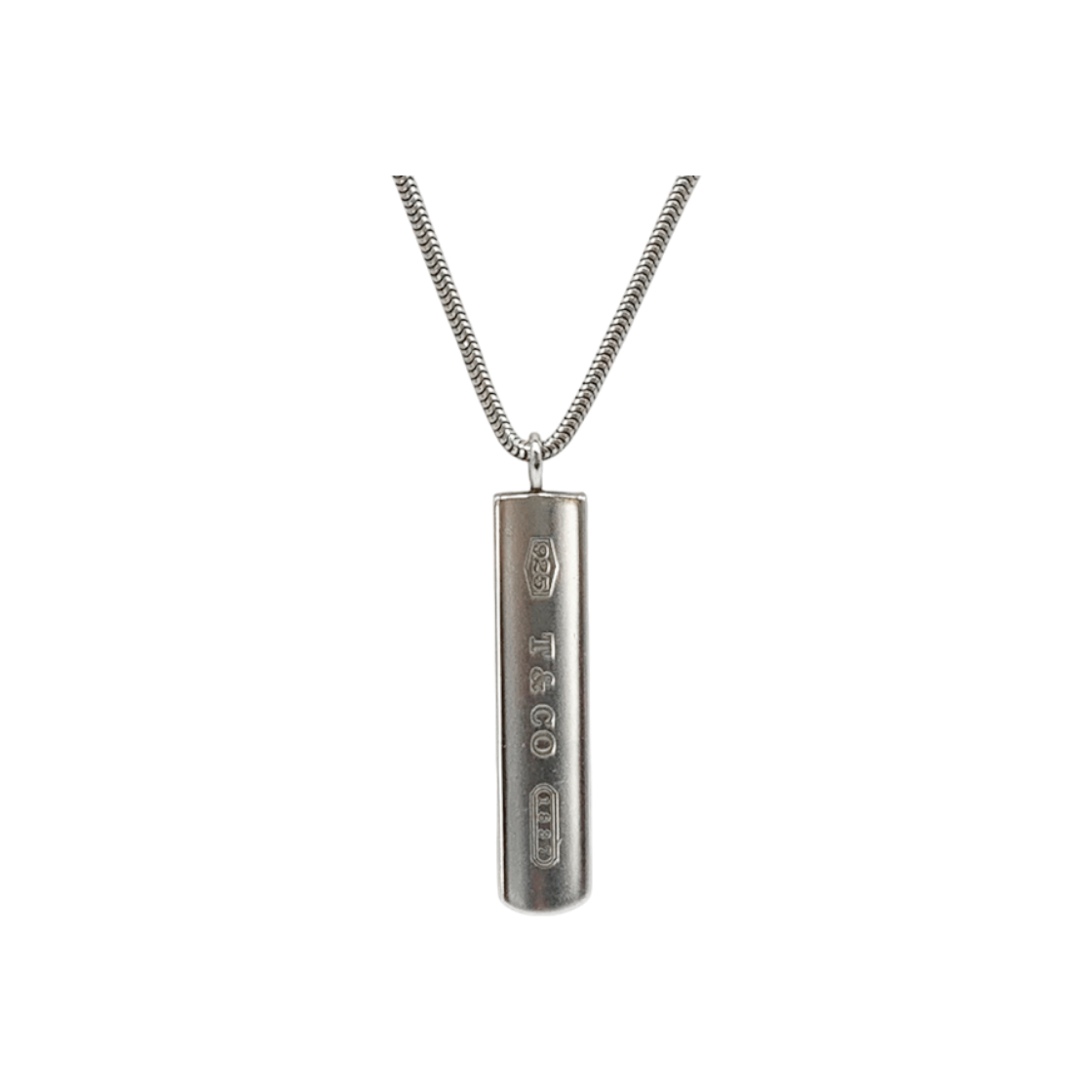 ITBEUUSL5TMP Tiffany & Co. Silver Bar Pendant Necklace Full Set No. 104