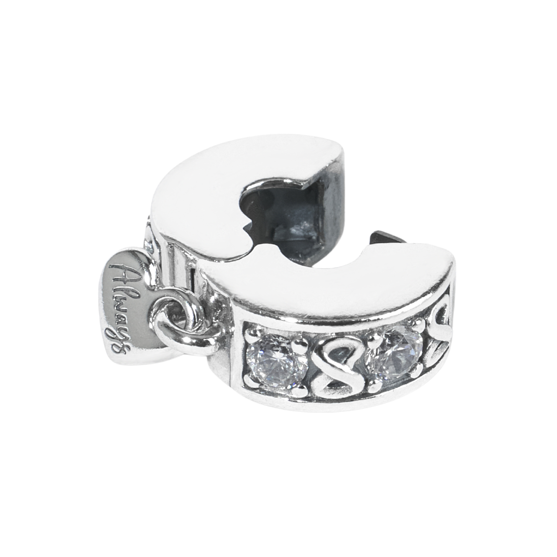 (W) 판도라 패밀리 올웨이즈 파베 클립 참 스털링 실버 클리어((W) Pandora Family Always Pave Clip Charm Sterling Silver Clear) - 2