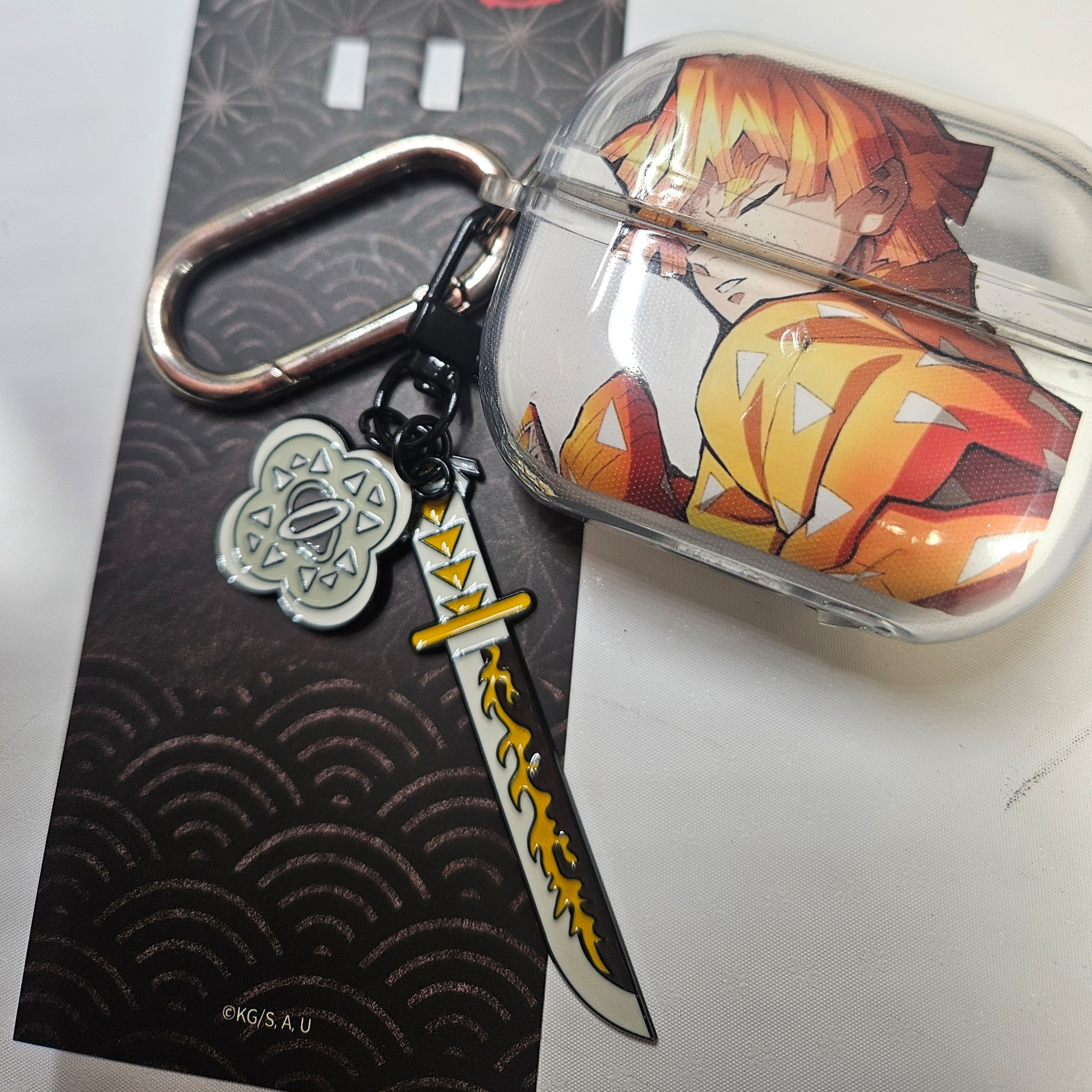 Demon Slayer Kimetsu No Yaiba Nichirin Sword Keyring Agatsuma Zenitsu 착용 스타일 - 1