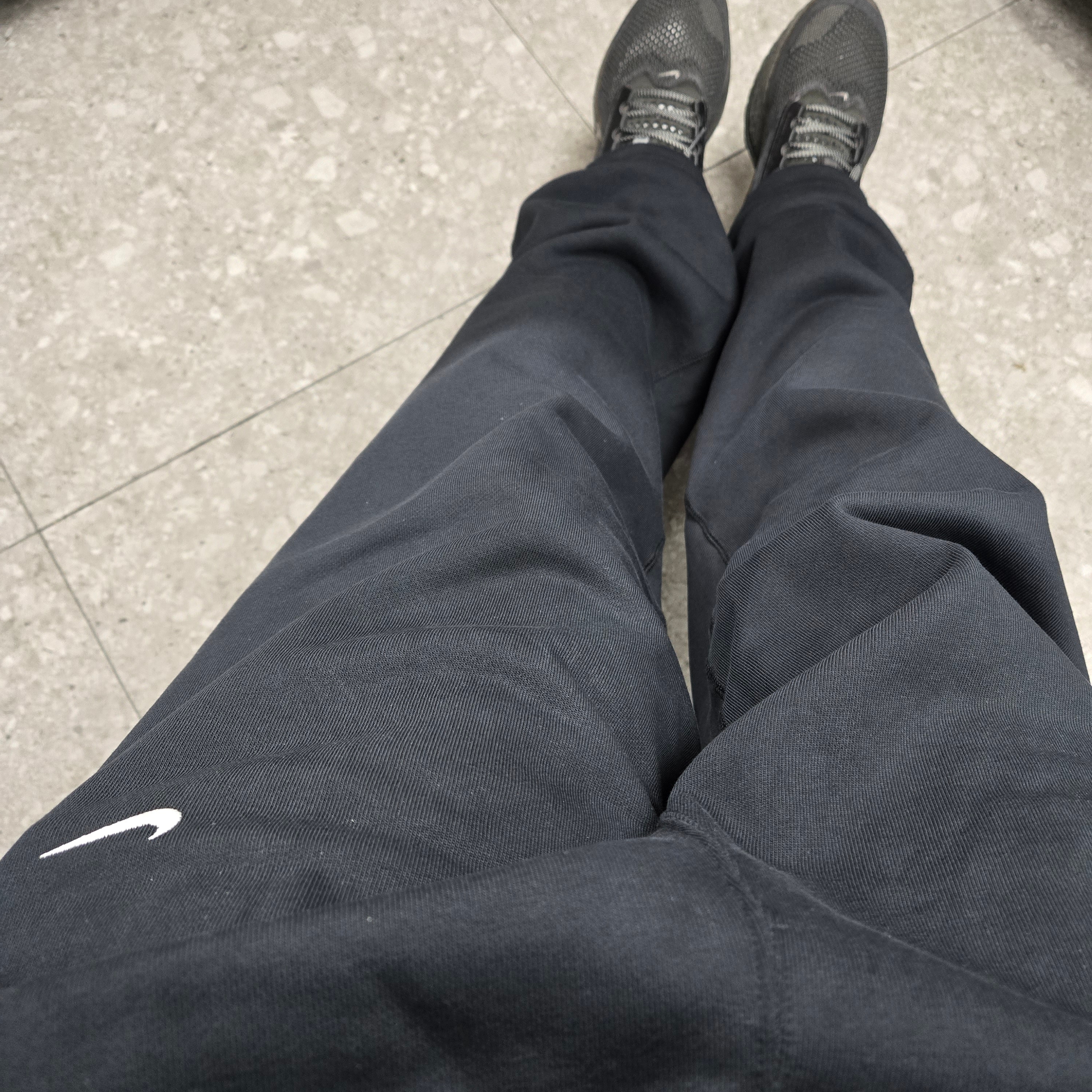 Nike NSW Swoosh Open Hem Fleece Pants Black - Asia 착용 스타일 - 1