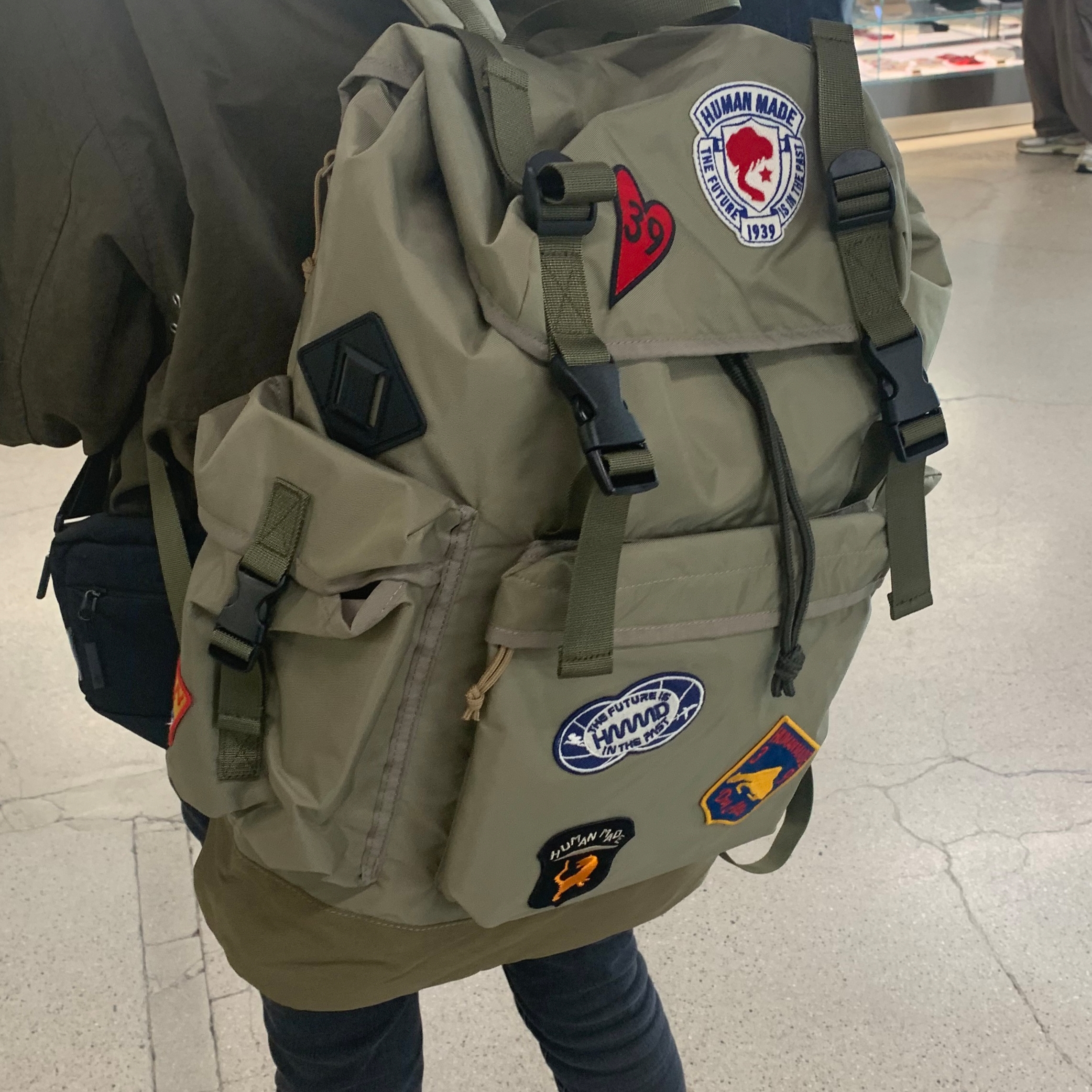 Human Made Backpack Olivedrab 착용 스타일