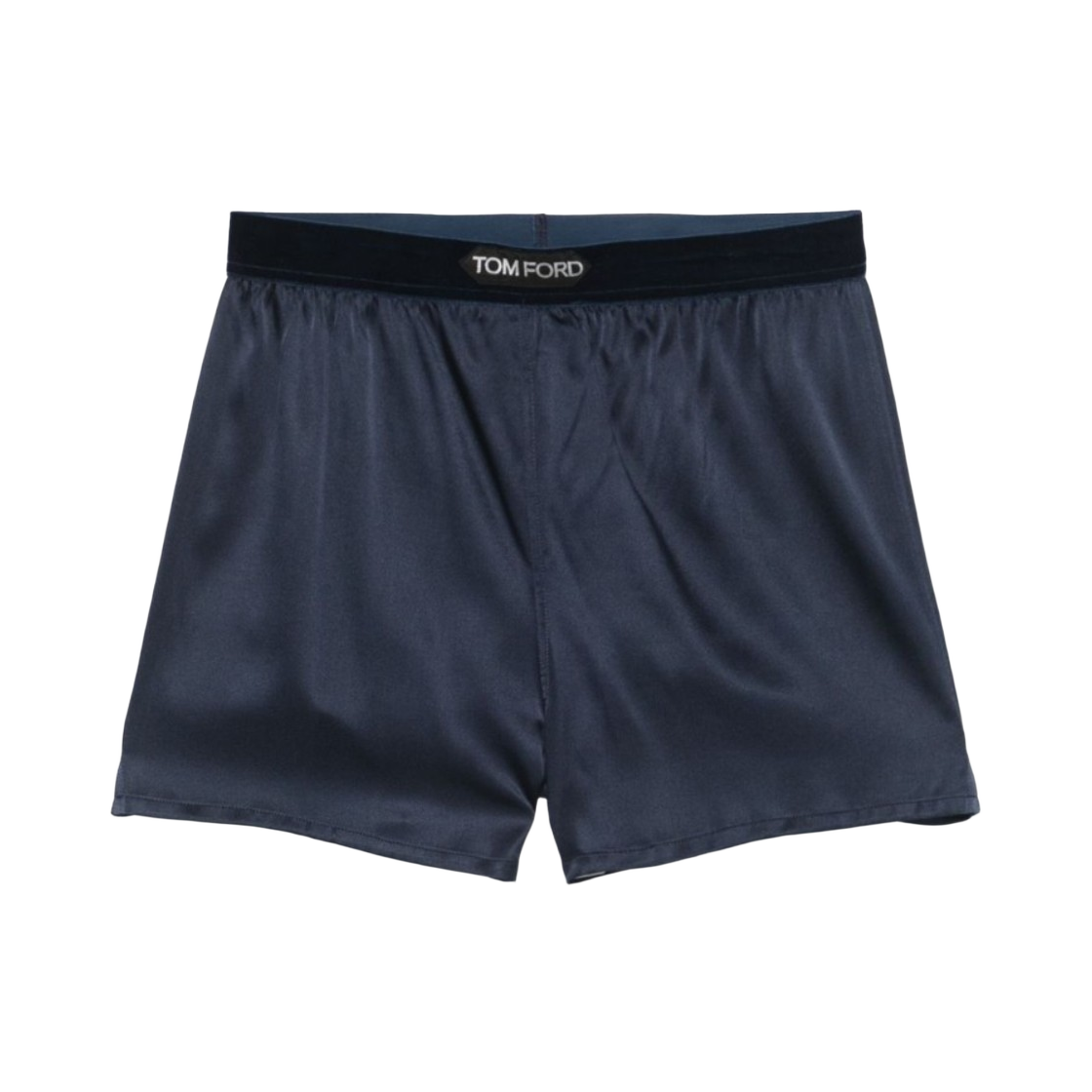 SH0021-FAX881-HB840 (W) Tom Ford Stretch Silk Satin Boxer Shorts Dark Navy