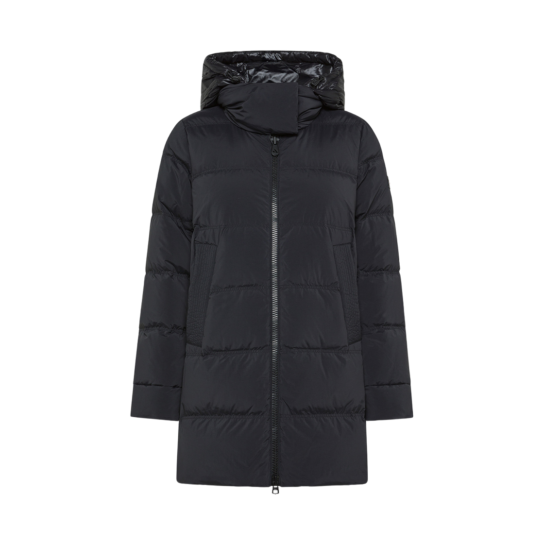 (W) 페트레이 유닉스 ML 비매트 콘트라스팅 후드 다운 자켓 블랙((W) Peuterey Unix ML Bmat Down Jacket with Contrasting Hood Black)