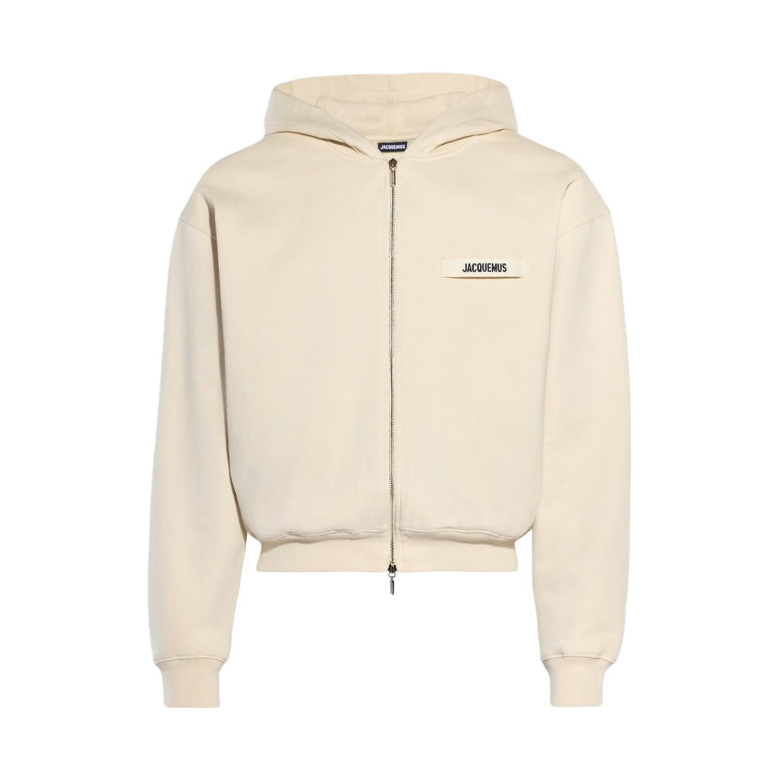 HOM00257AJ0-0126-150 Jacquemus La Casa The Grosgrain Logo Zipped Hoodie Beige