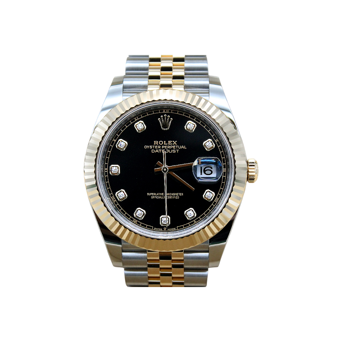 IT4O66LN62UA Rolex Datejust 41mm Black Dial Two-Tone Diamond 10p 126333