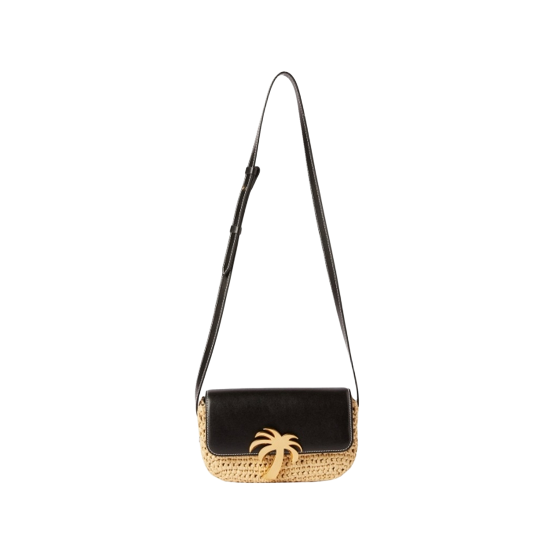 P9G3WPC99 Palm Angels Woven Palm Bridge Bag Black