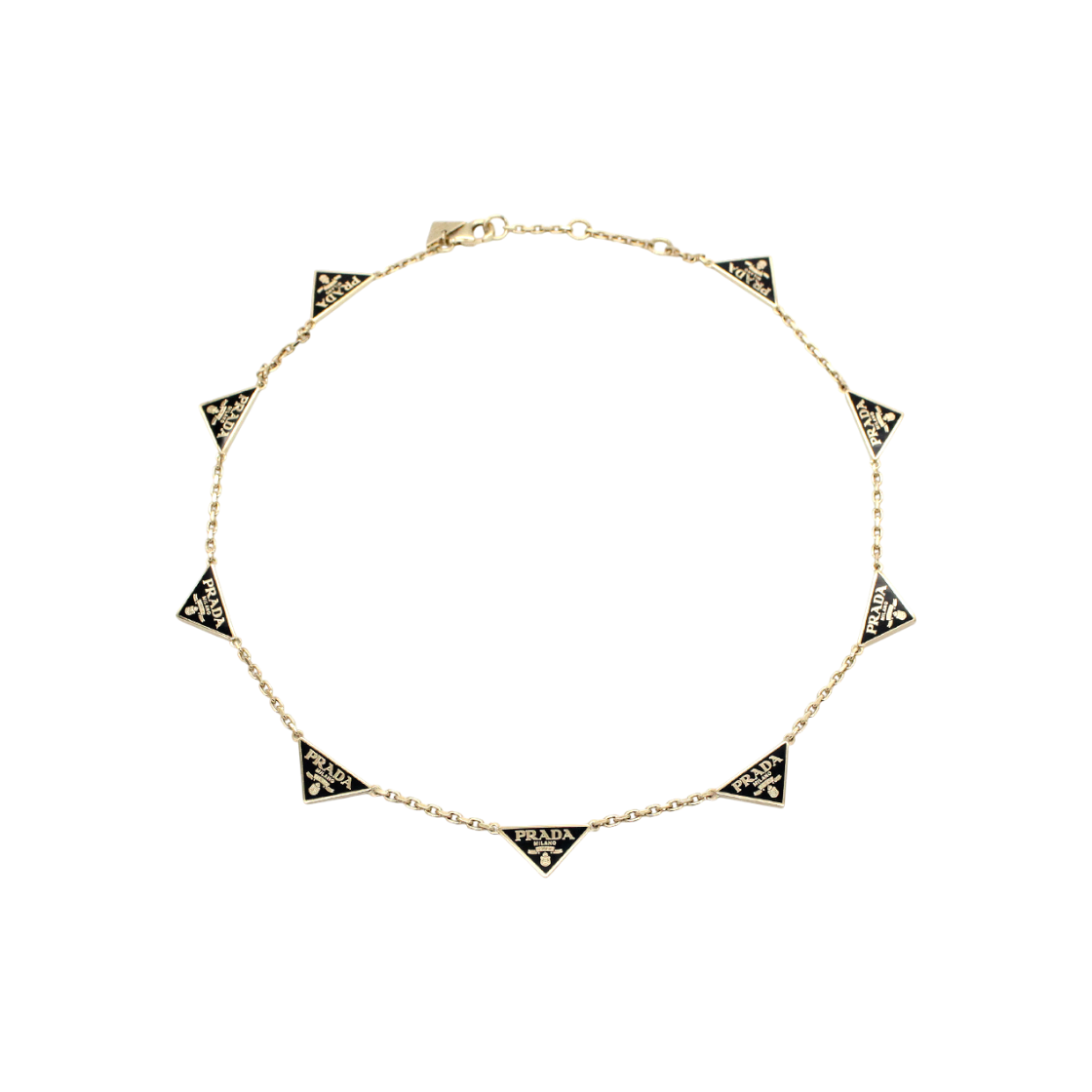ITFKOJ2HEFTD Prada Triangle Logo Enamel Metal Necklace 1IC081