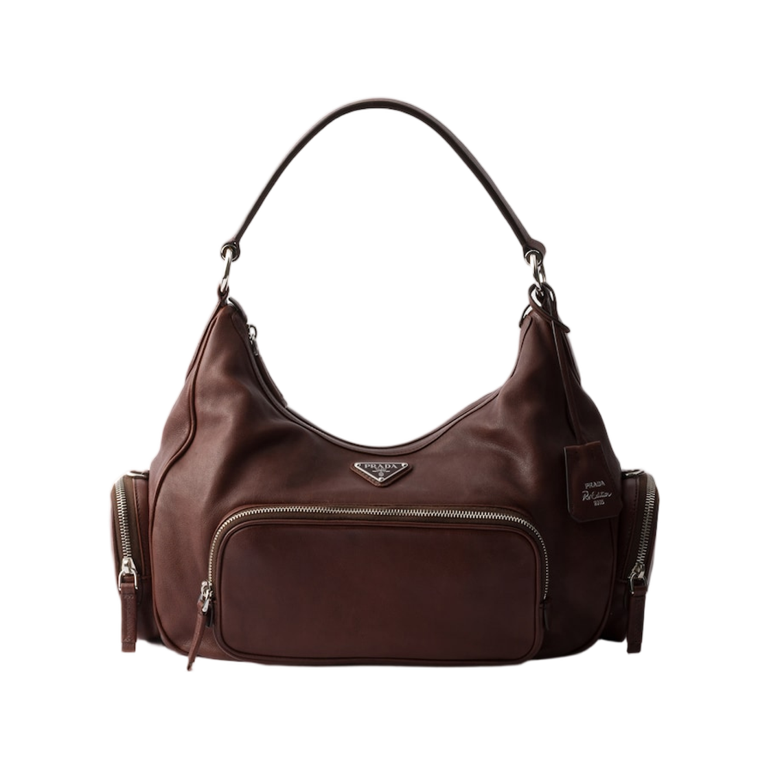 1BC276-2HFP-F0324 Prada Medium Washed Leather Bag Cocoa Brown