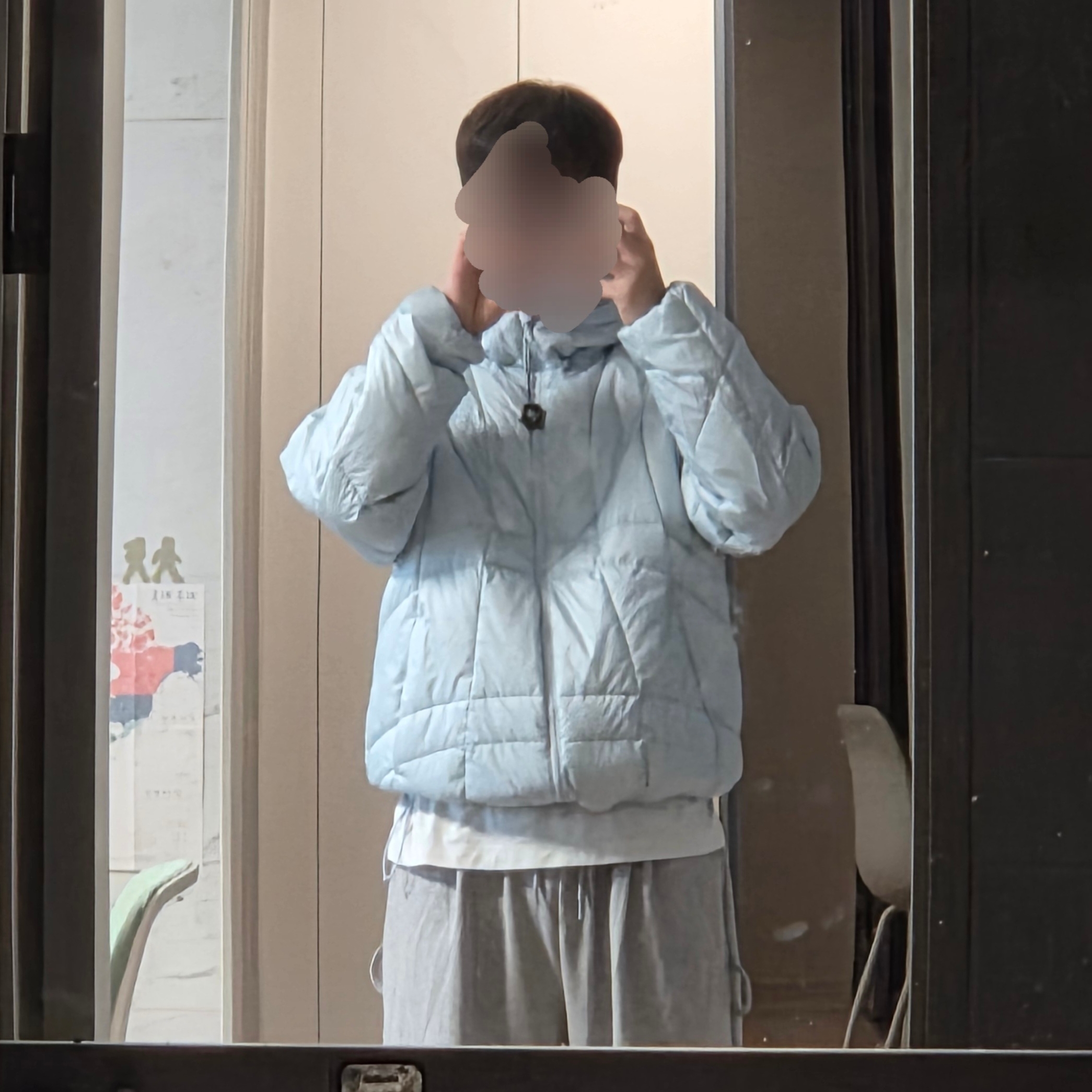 The North Face Wave LT On Jacket Light Blue 착용 스타일