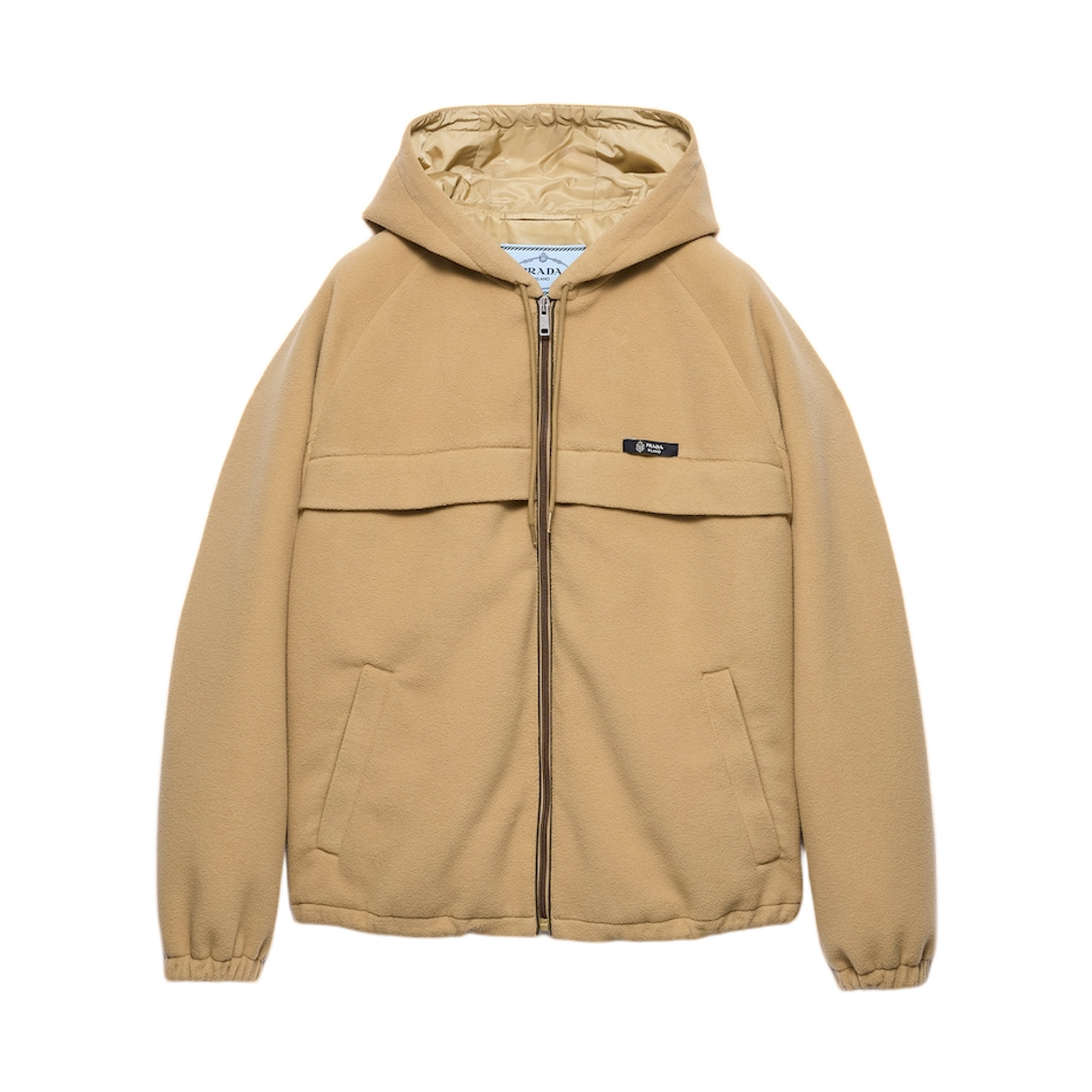 (W) 프라다 테크니컬 플리스 후드 자켓 카멜 브라운((W) Prada Technical Fleece Hoodie Jacket Camel Brown) - 1
