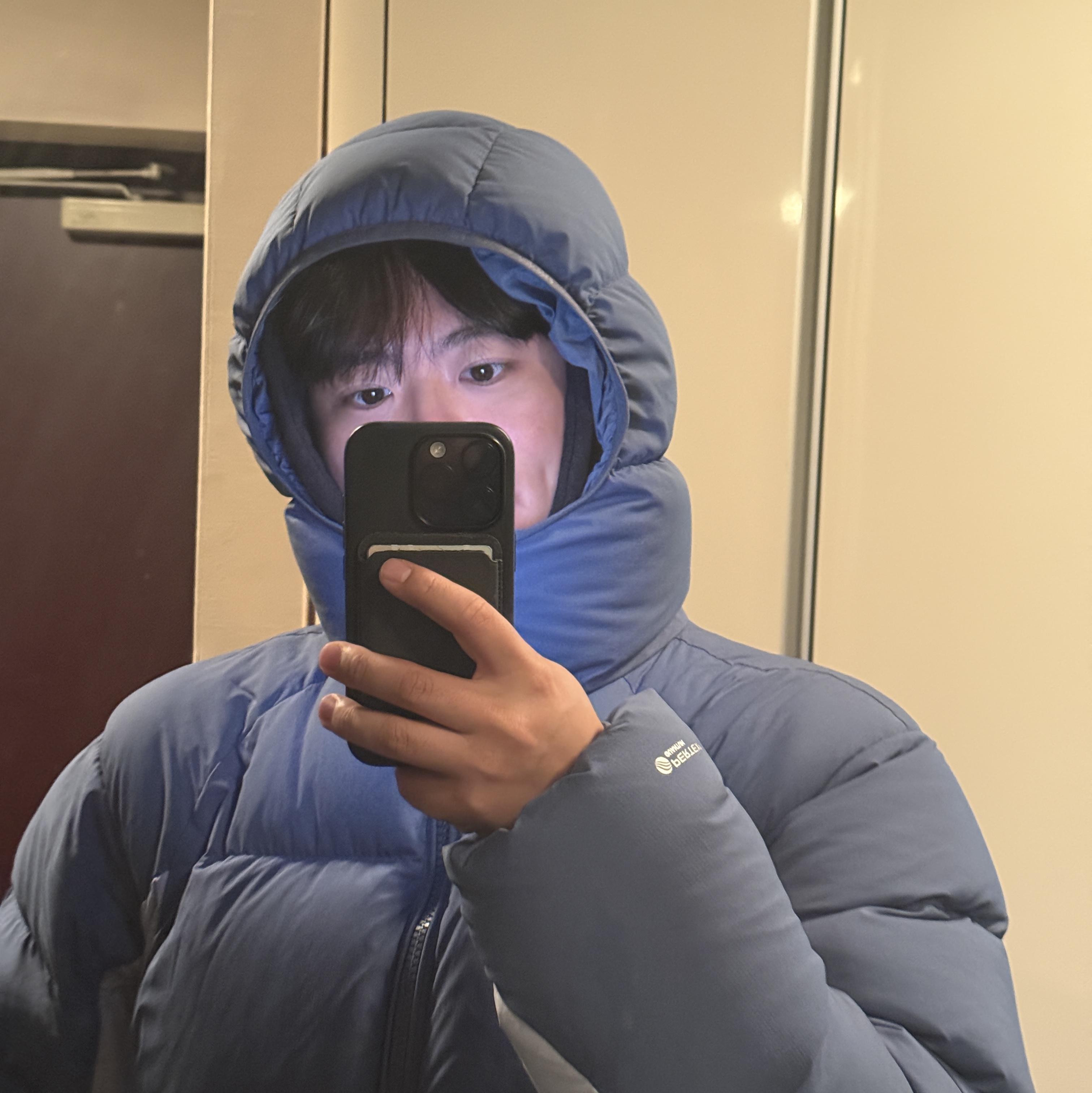 Palace Pertex Matte Balaclava Puffa Blue Chill - 23FW 착용 스타일 - 3