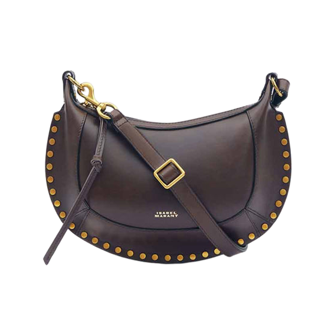 PP0003FA-A1C01M-50CL Isabel Marant Oskan Moon Calfskin Leather Shoulder Bag Chocolate - 25FW