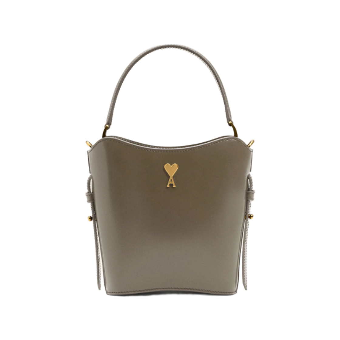 ULL012-AL0139-0516 AMI Paris de Coeur Mini Bucket Bag in Glazed Leather Carbon Gold