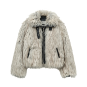 (W) Matin Kim Neck Buckle Crop Fur Jumper Ivory