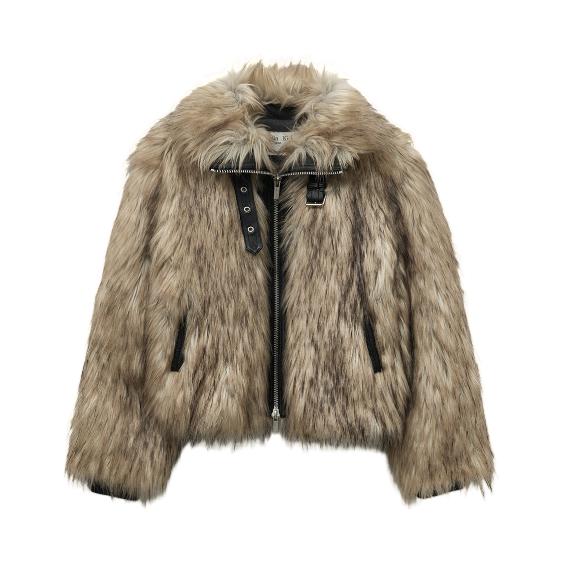 MK259OFU002MBE (W) Matin Kim Neck Buckle Crop Fur Jumper Beige