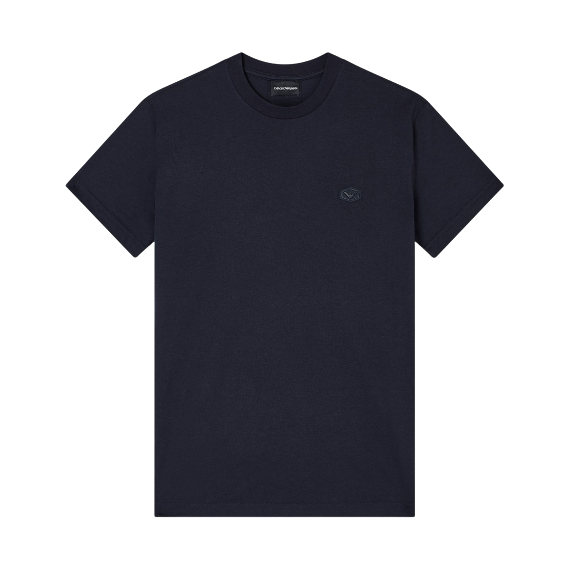 8N1TQ61JRGZ0920 Emporio Armani Supima Micro Logo Patch Jersey T-Shirt Navy Blue