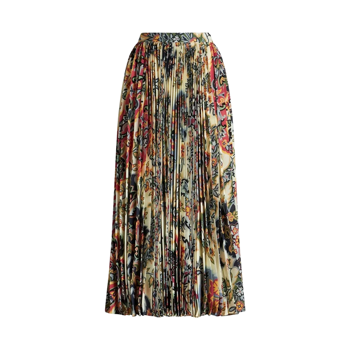 (W) 에트로 플리츠 세이블 프린트 미디 스커트 베이지((W) Etro Pleats Sable Print Midi Skirt Beige)