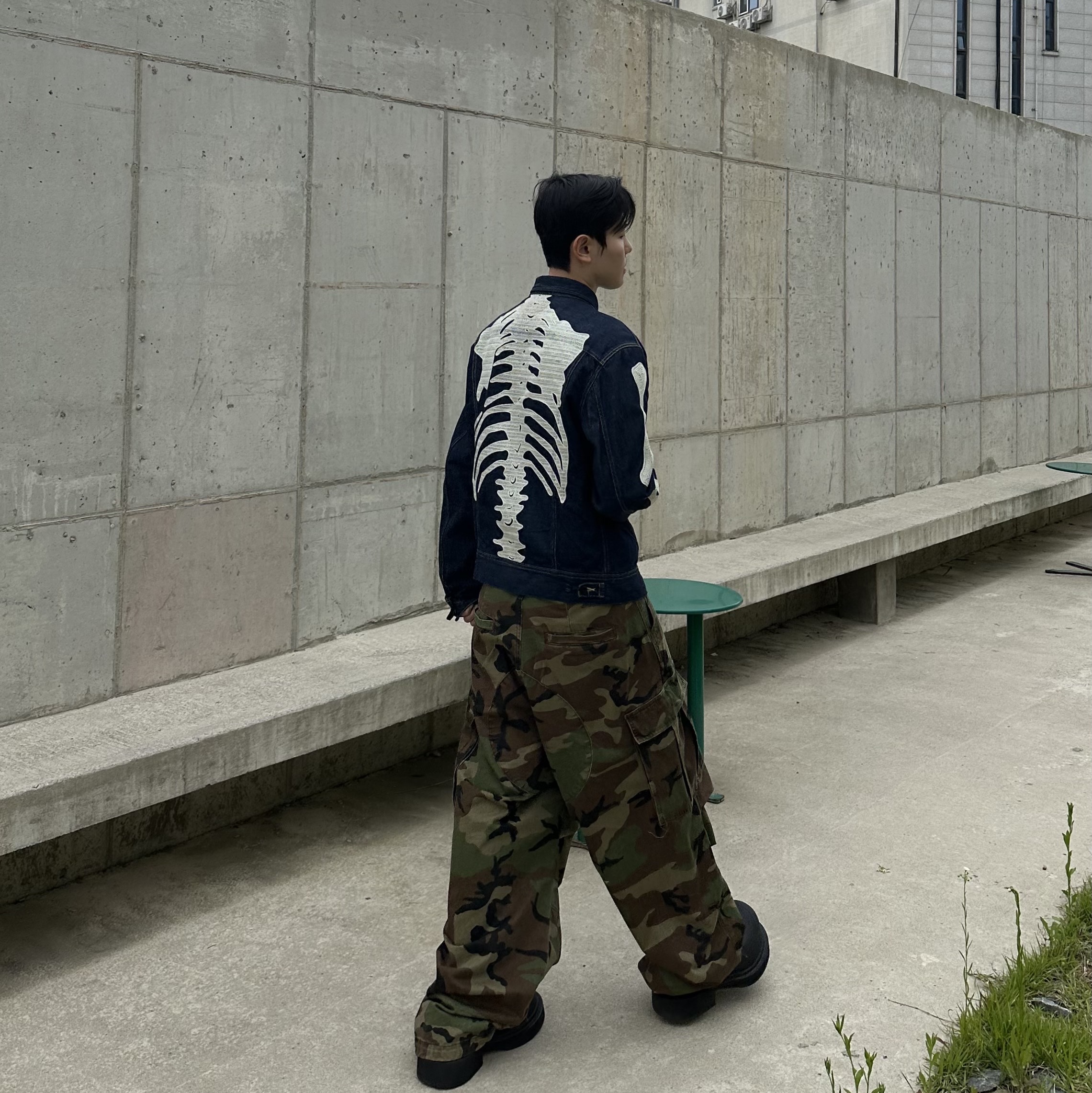 Kapital 11.5 oz. Denim Mexican Tuxedo Westerner Bone Jacket Indigo, Balenciaga Steroid Derby Black 착용 스타일 - 2