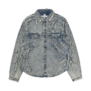 H&M x Glenn Martens Distressed Look Denim Shirt Light Denim Blue