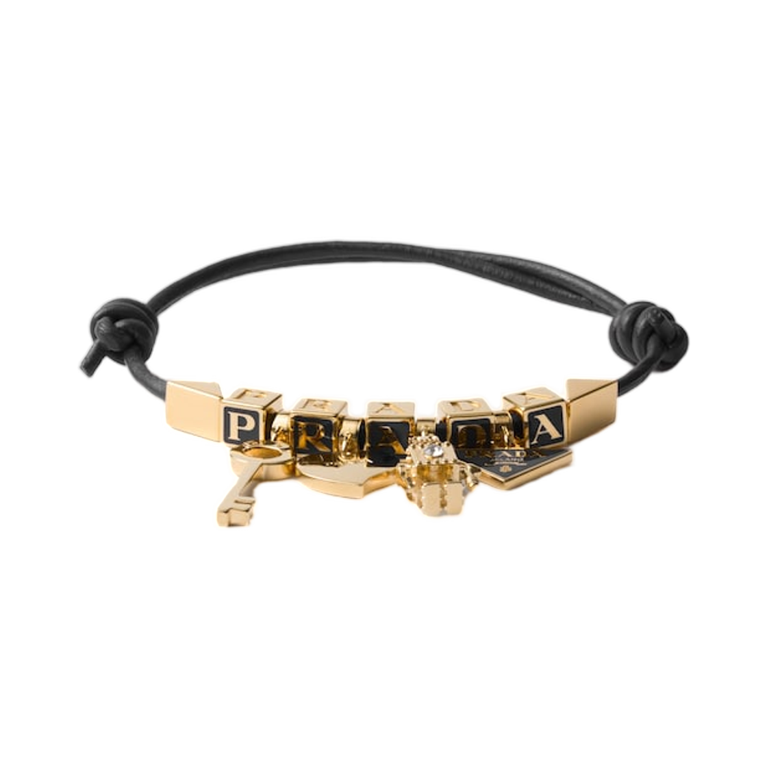 1IB731-038-F0002 Prada Nappa Leather and Metal Bracelet Black