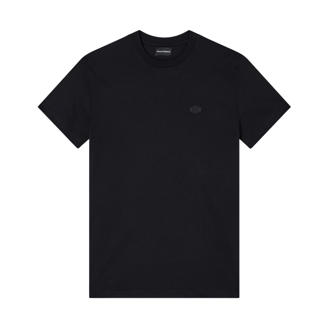 8N1TQ61JRGZ0999 Emporio Armani Supima Micro Logo Patch Jersey T-Shirt Black