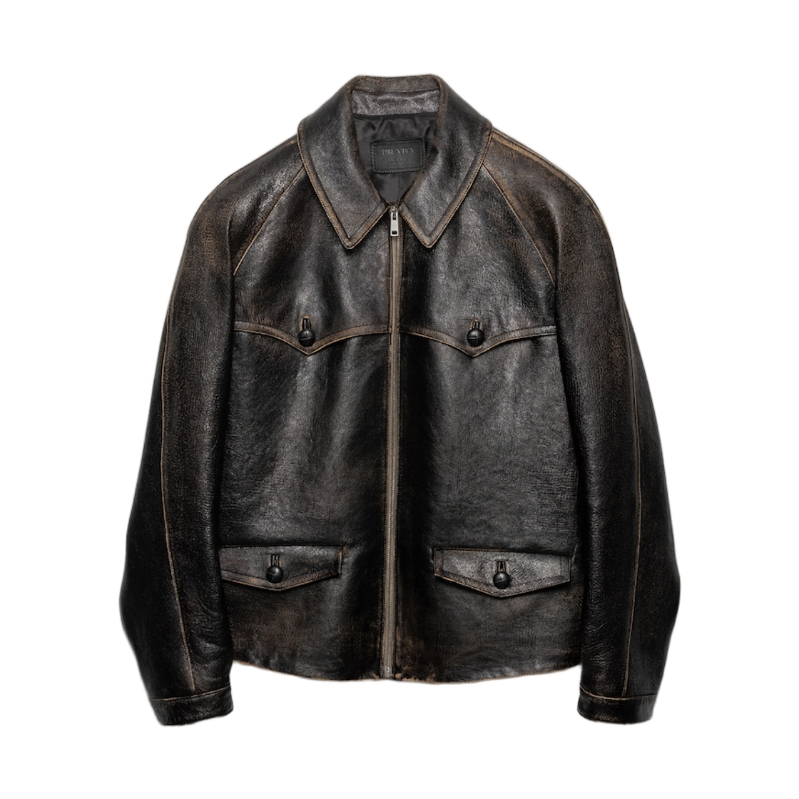58A261-18OL-F0002 (W) Prada Leather Jacket Black