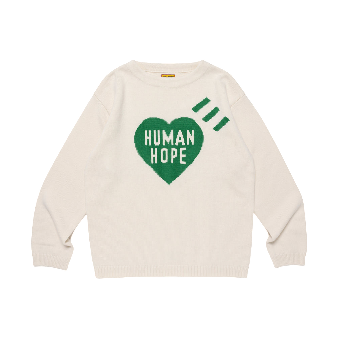 휴먼 메이드 휴먼 호프 하트 니트 스웨터 화이트(Human Made Human Hope Heart Knit Sweater White)