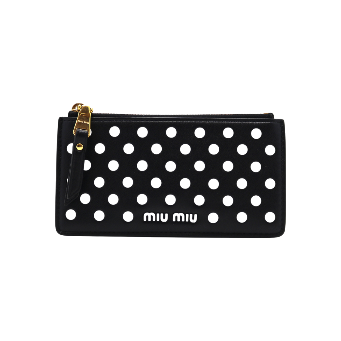 ITLBQ4NL9PQQ Miu Miu Dot Zip Card Wallet