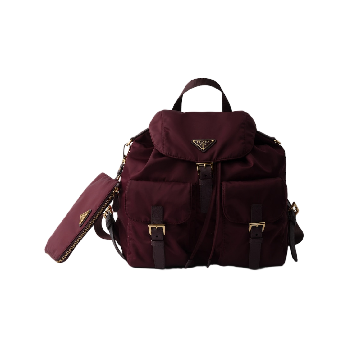 프라다 미디움 리나일론 백팩 파우치 버건디(Prada Medium Re-Nylon Backpack with Pouch Burgundy)