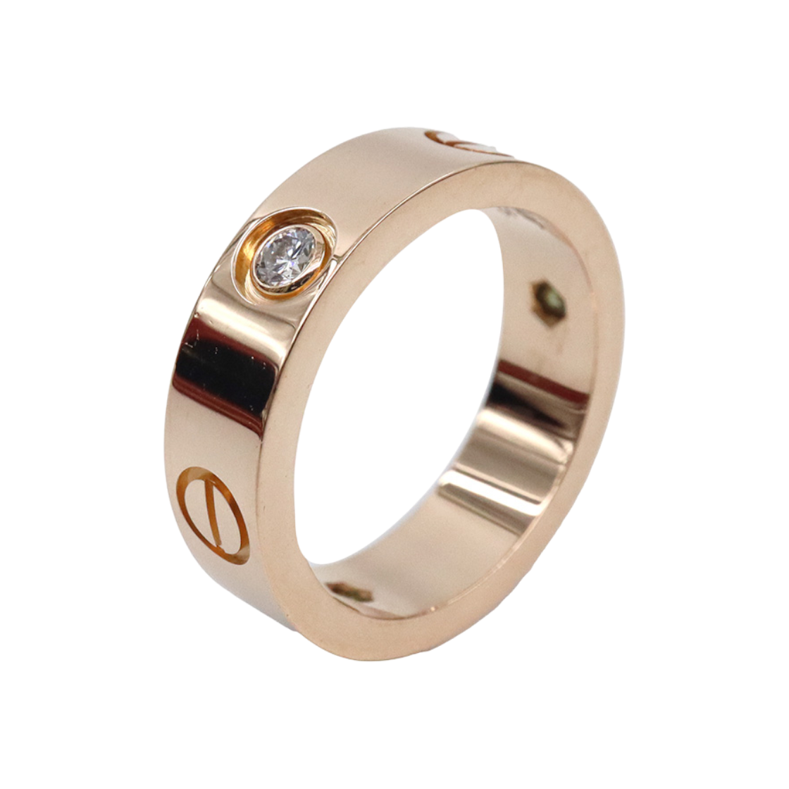 ITBWGF4ALHHI Cartier 18K Pink Gold 3P Diamond Love Ring Wedding Band Size 53