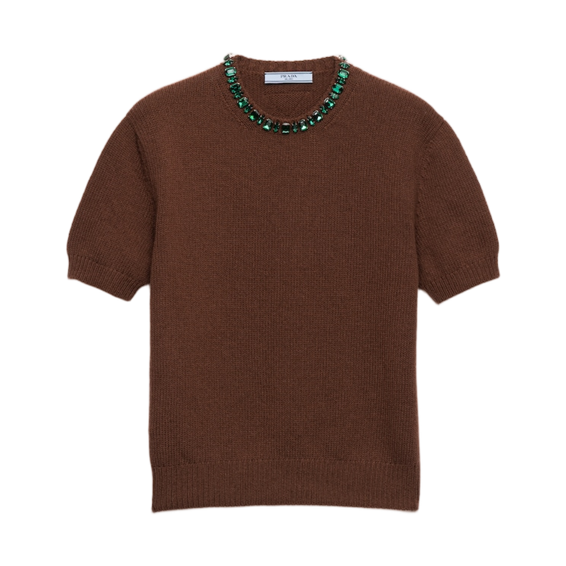 P24V2B-18M6-F0005 (W) Prada Wool and Cashmere Crew-Neck Sweater Tobacco
