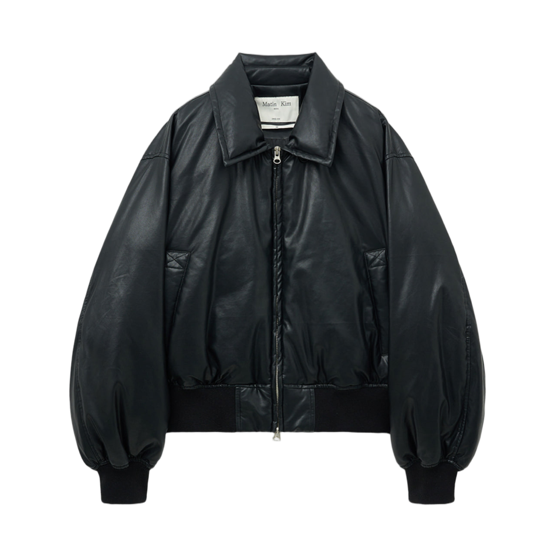 (W) 마뗑킴 포우 레더 다운 점퍼 블랙((W) Matin Kim Faux Leather Down Jumper Black)