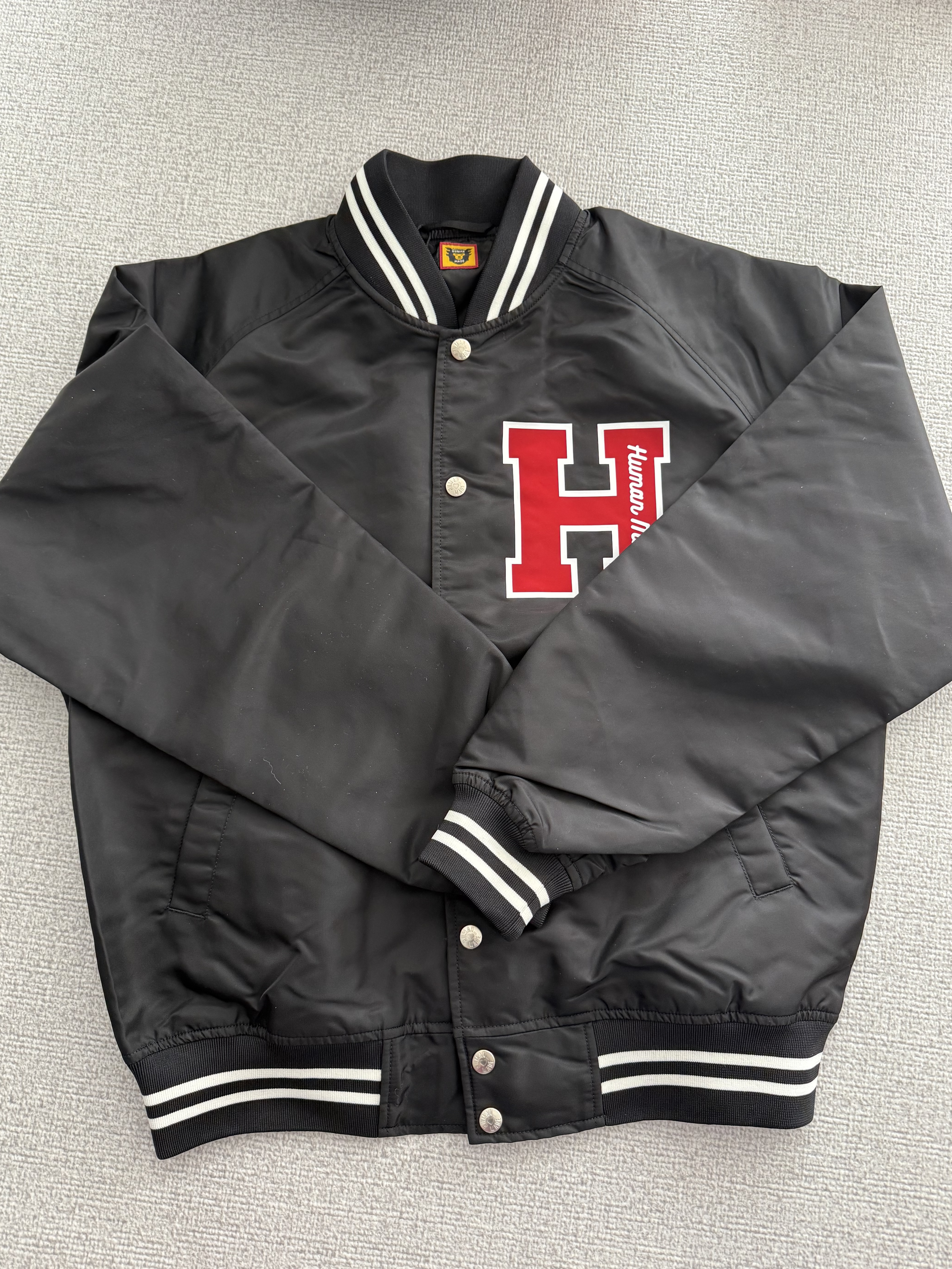 Human Made Nylon Stadium Jacket Black 착용 스타일
