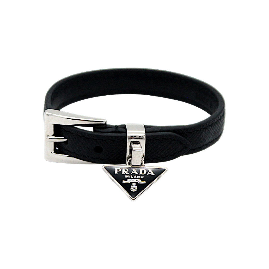 ITKCTR6HMC4S Prada Triangle Logo Leather Bracelet - Size M 1IB351