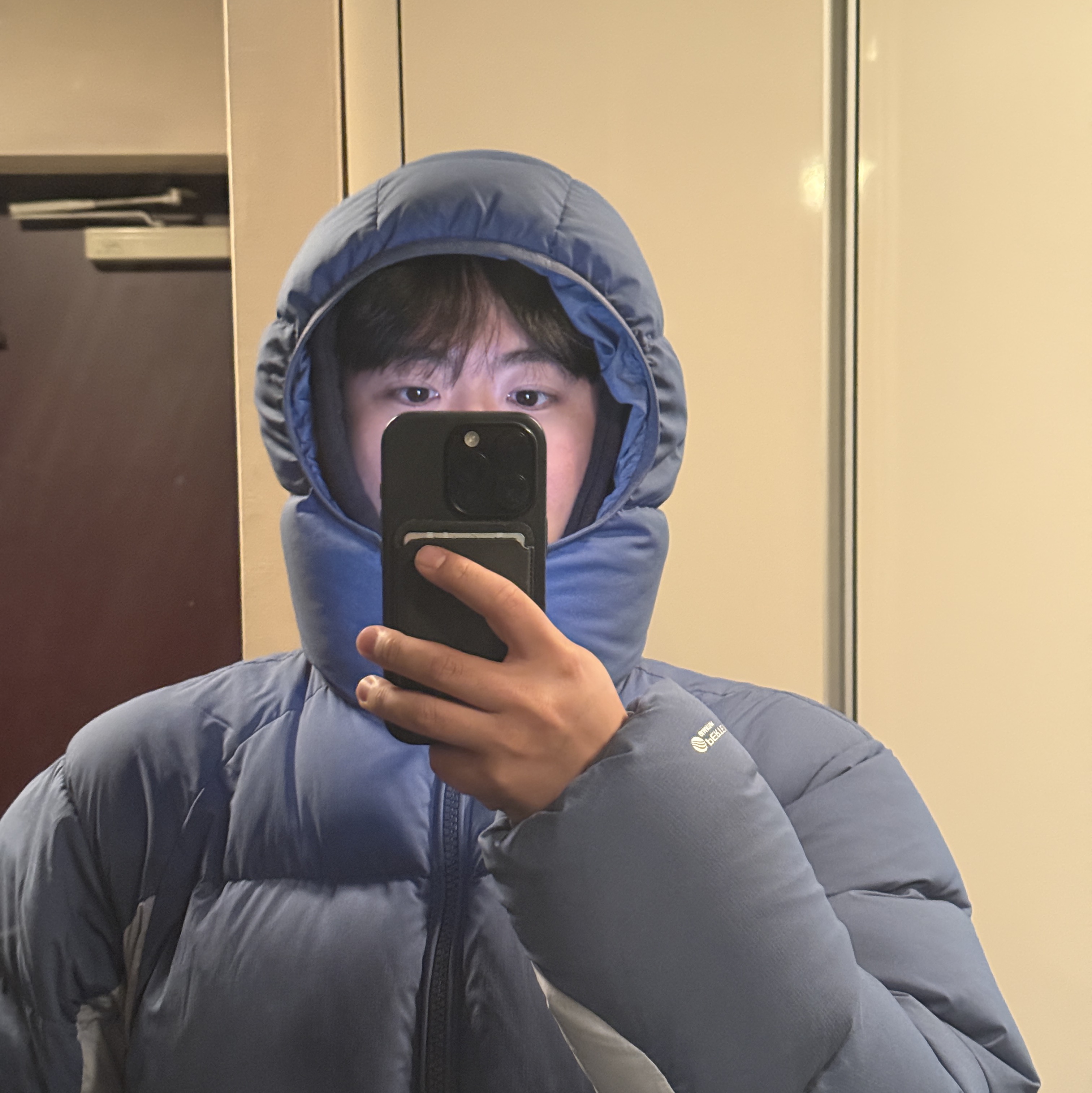 Palace Pertex Matte Balaclava Puffa Blue Chill - 23FW 착용 스타일 - 2