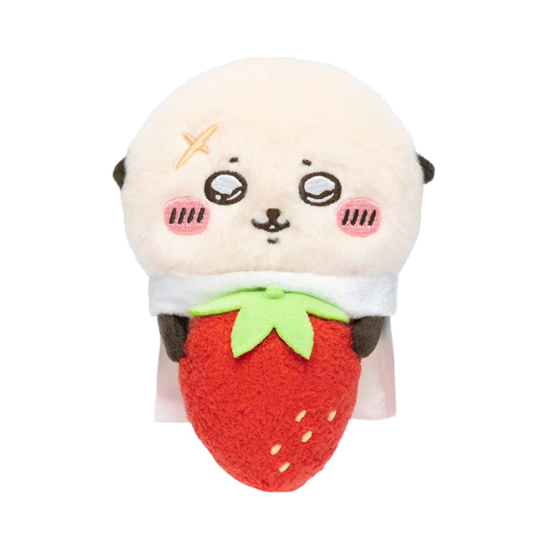 치이카와 데스크톱에서 지켜보는 인형 딸기 든 랏코(Chiikawa Watching From The Desktop Plush Rakko with Strawberries)