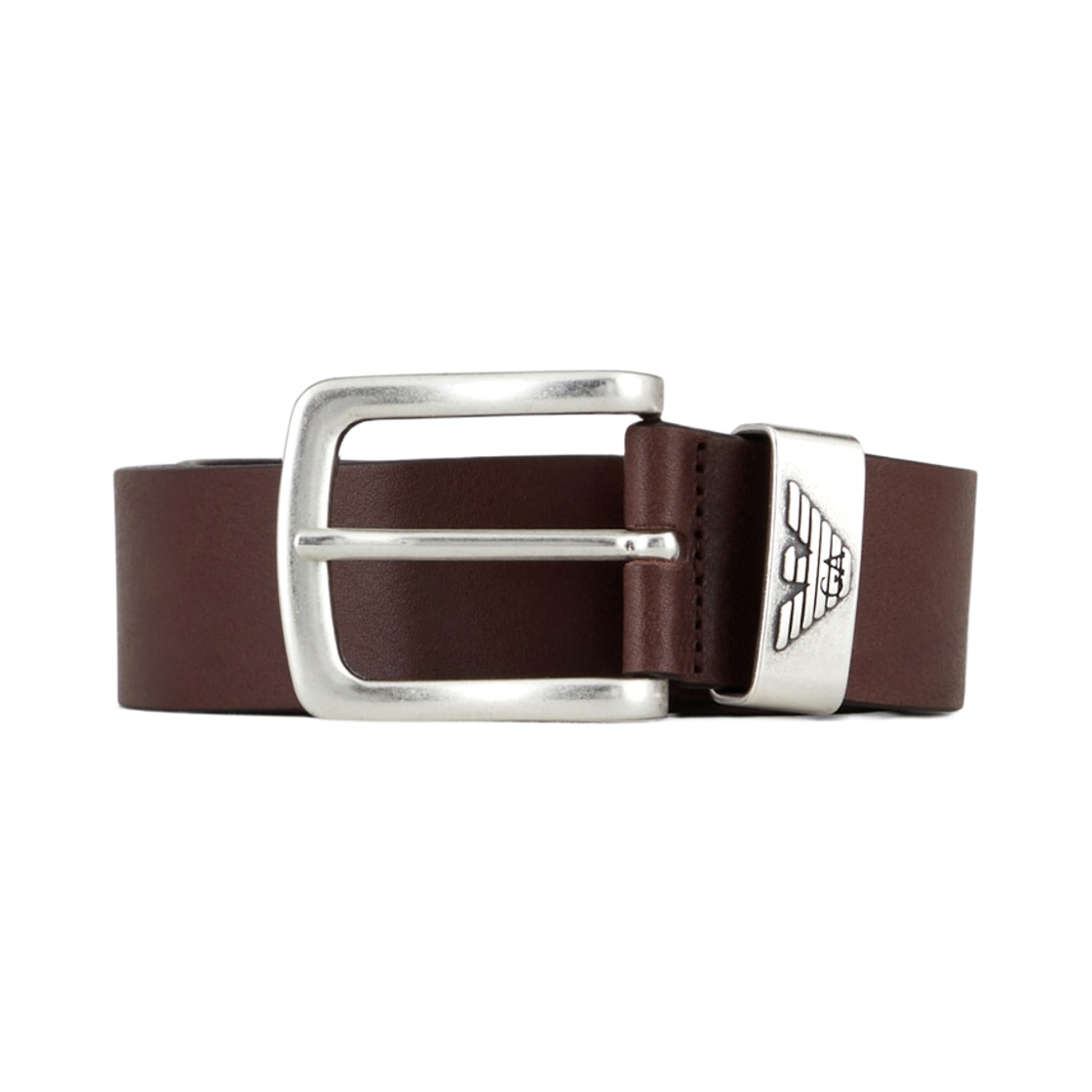 Y4S201YDD6G80005 Emporio Armani Leather Belt with Logo Buckle Brown