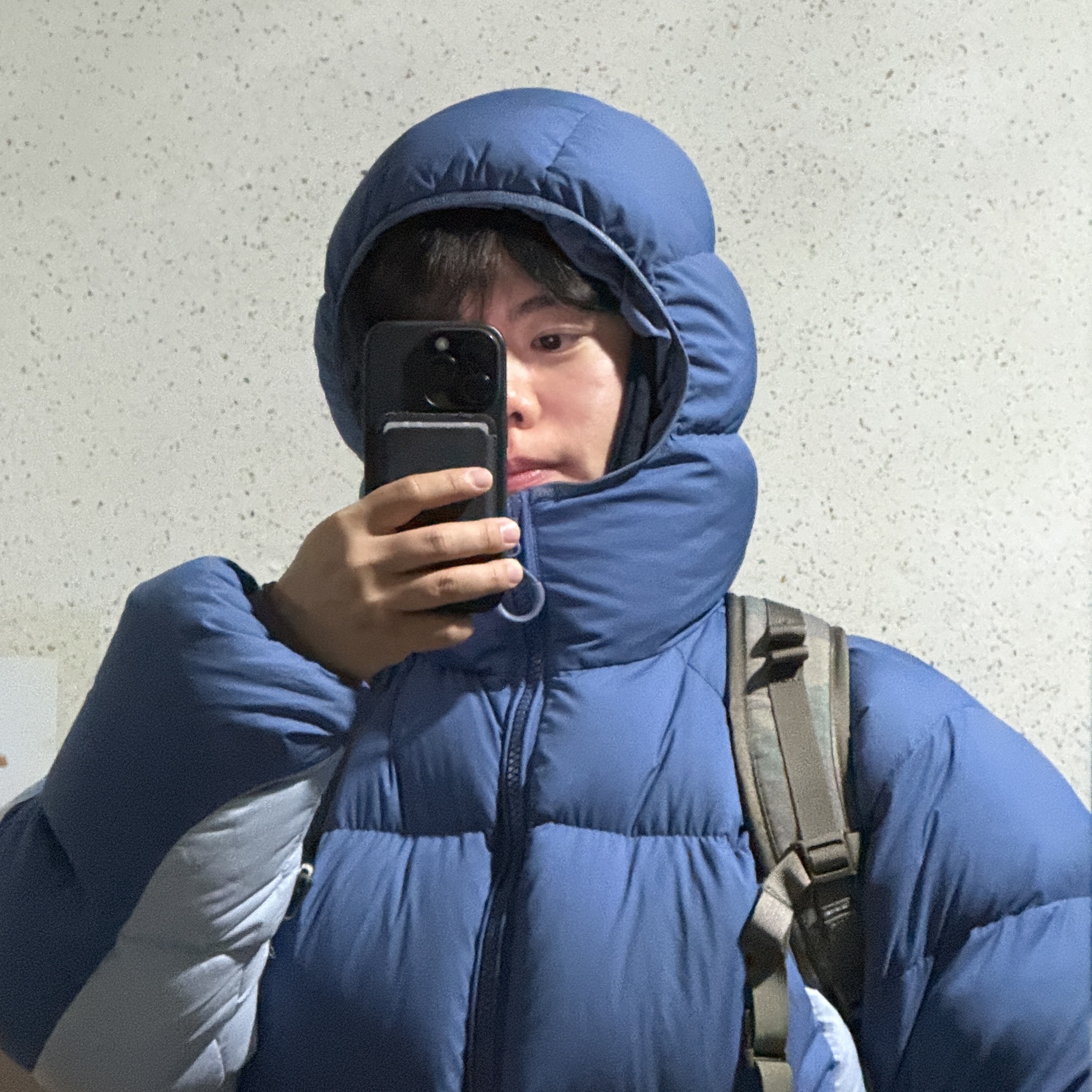 Palace Pertex Matte Balaclava Puffa Blue Chill - 23FW 착용 스타일 - 1