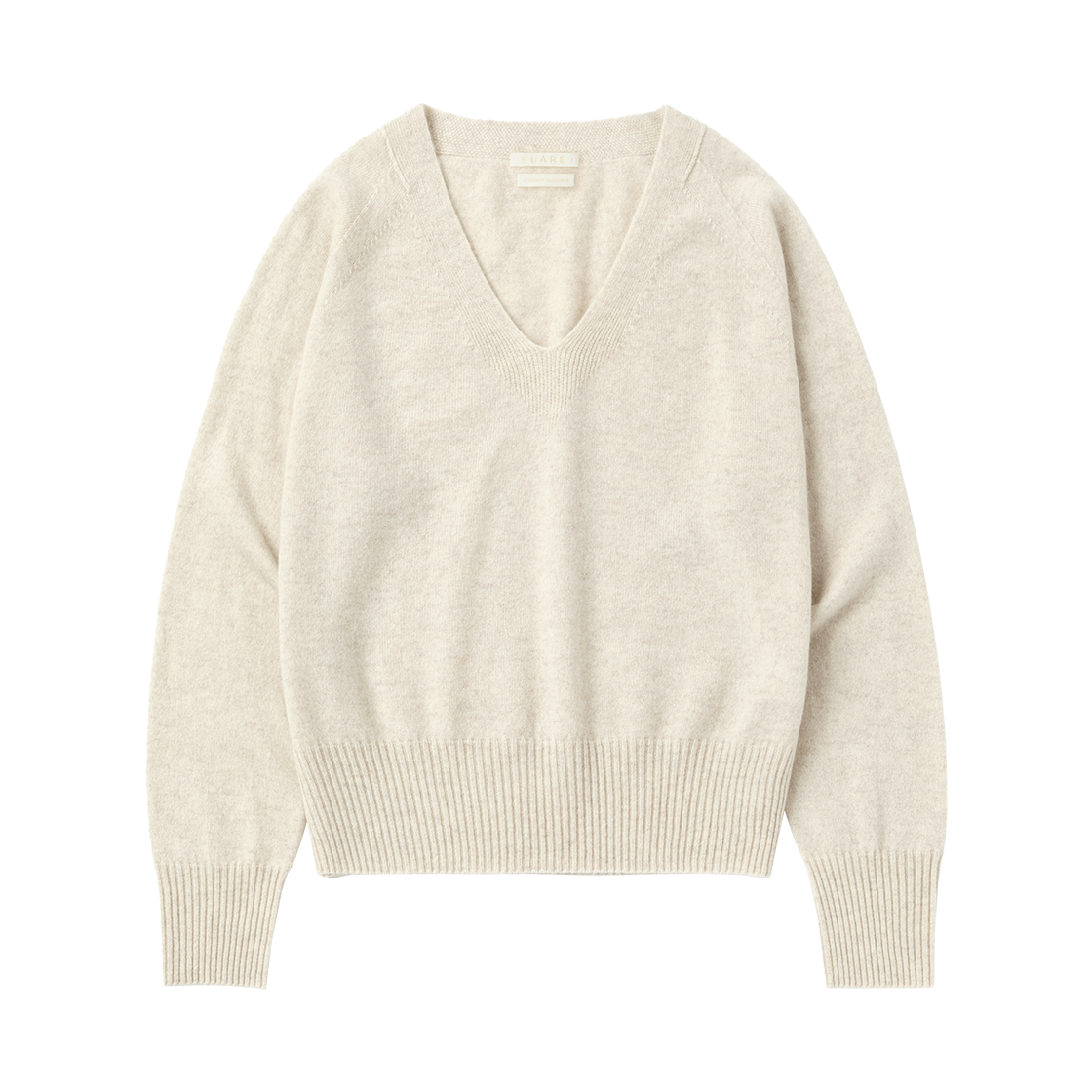 SBDAWLKN031OT Suare women cashmere 100 wholegarment v neck knit oatmeal