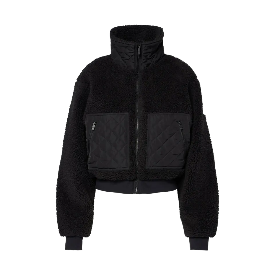(W) 알로 요가 쉐르파 엣지 봄버 블랙((W) Alo Yoga Sherpa Edge Bomber Black)