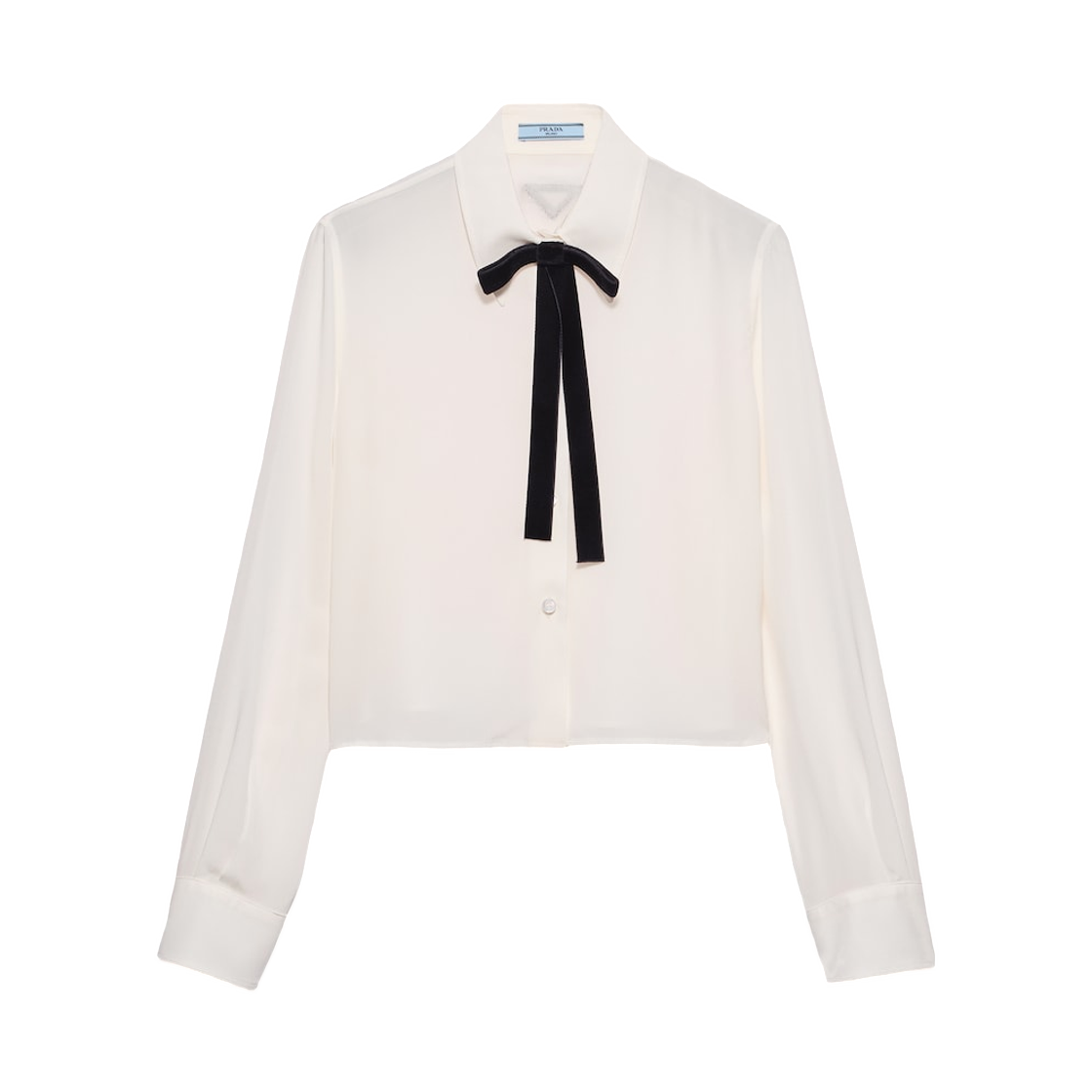 P473FC-14KG-F0QM0 (W) Prada Crepe De Chine Shirt Ivory