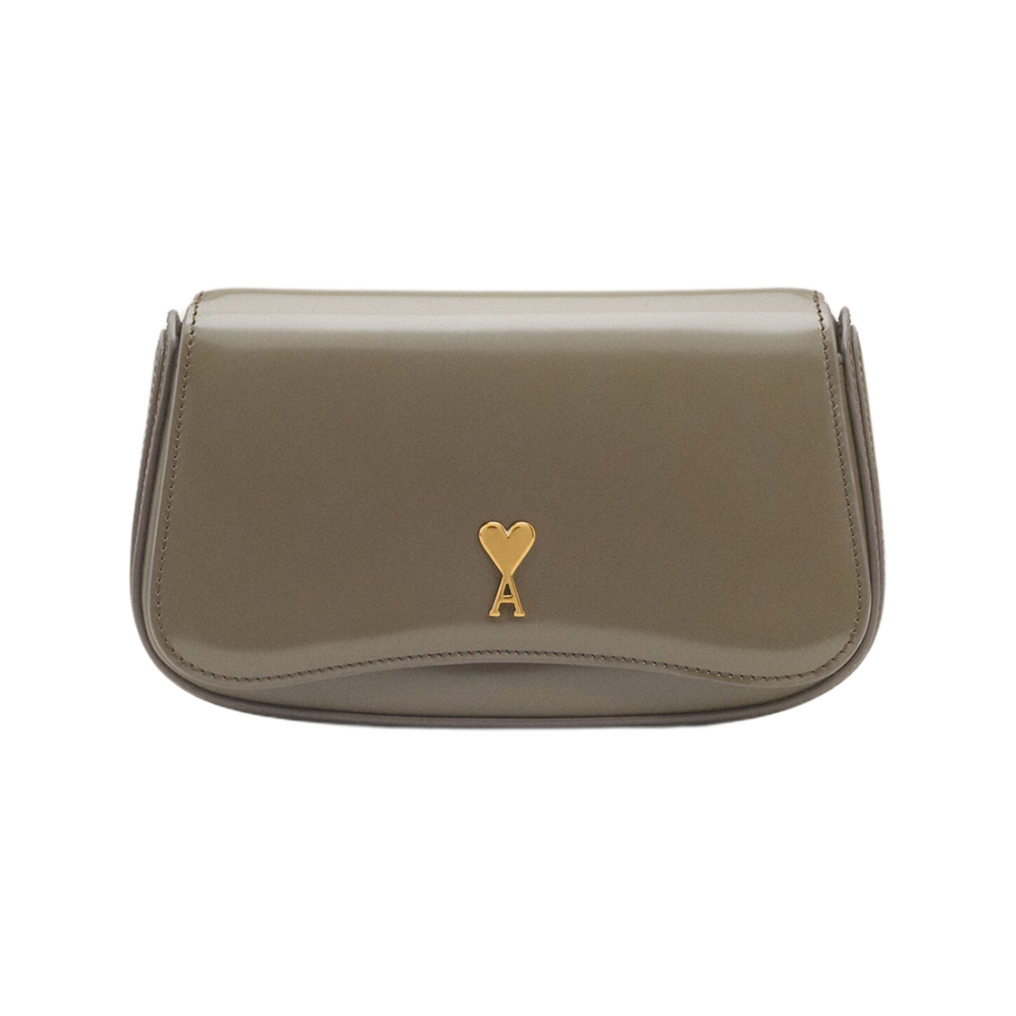 ULL720-AL0139-0516 AMI Paris de Coeur Small Crossbody Bag in Glazed Leather Carbon Gold