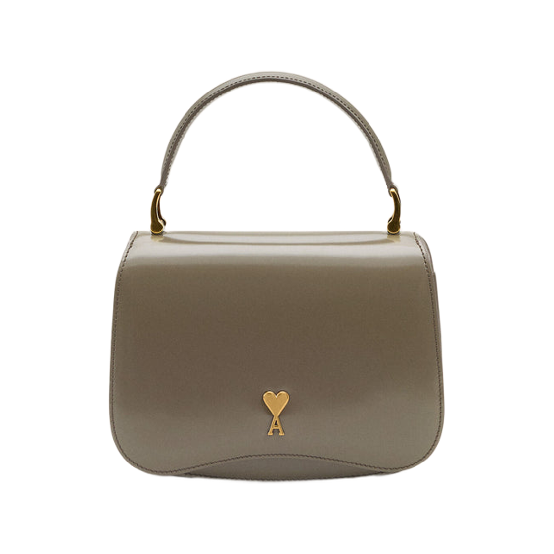 ULL718-AL0139-0516 AMI de Coeur Glazed Leather Paris Top Handle Bag Carbon Gold