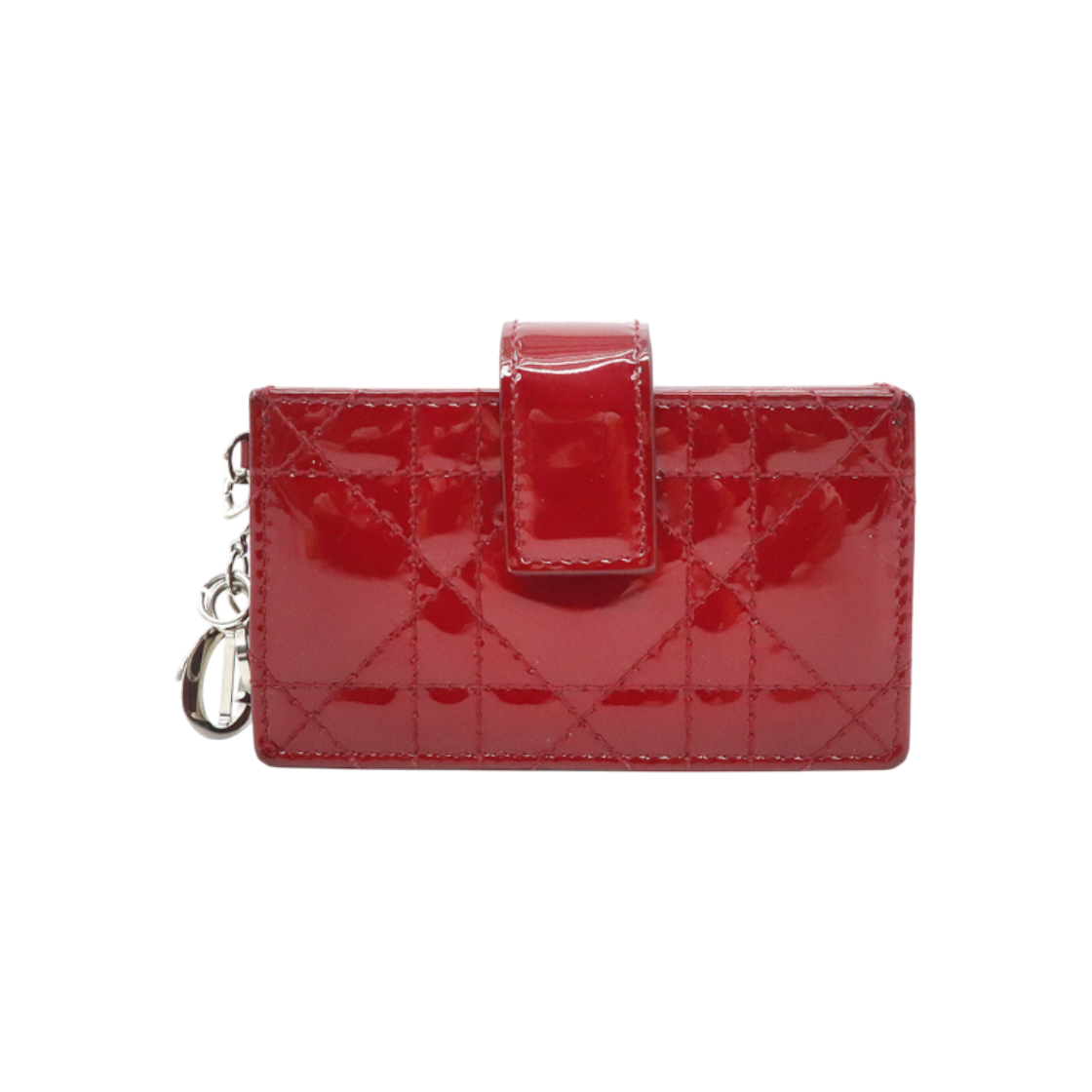 디올 체리 레드 페이던트 까나쥬 레이디 디올 아코디언 카드 지갑(Dior Lady Dior Accordion Card Wallet in Cherry Red Patent Cannage)