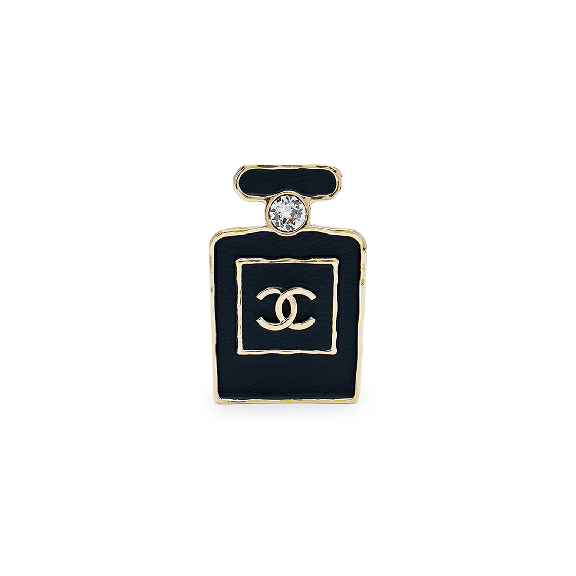 샤넬 23S CC로고 퍼퓸 핀 브로치 블랙 샴페인골드 (5ET1728)(Chanel 23S CC Logo Perfume Pin Brooch - Black Champagne Gold (5ET1728))