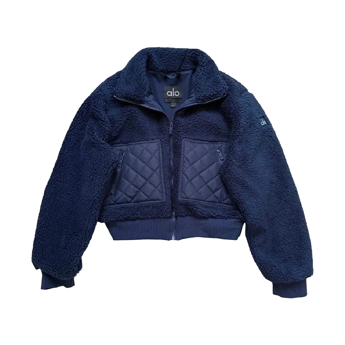 (W) 알로 요가 쉐르파 엣지 봄버 네이비((W) Alo Yoga Sherpa Edge Bomber Navy)