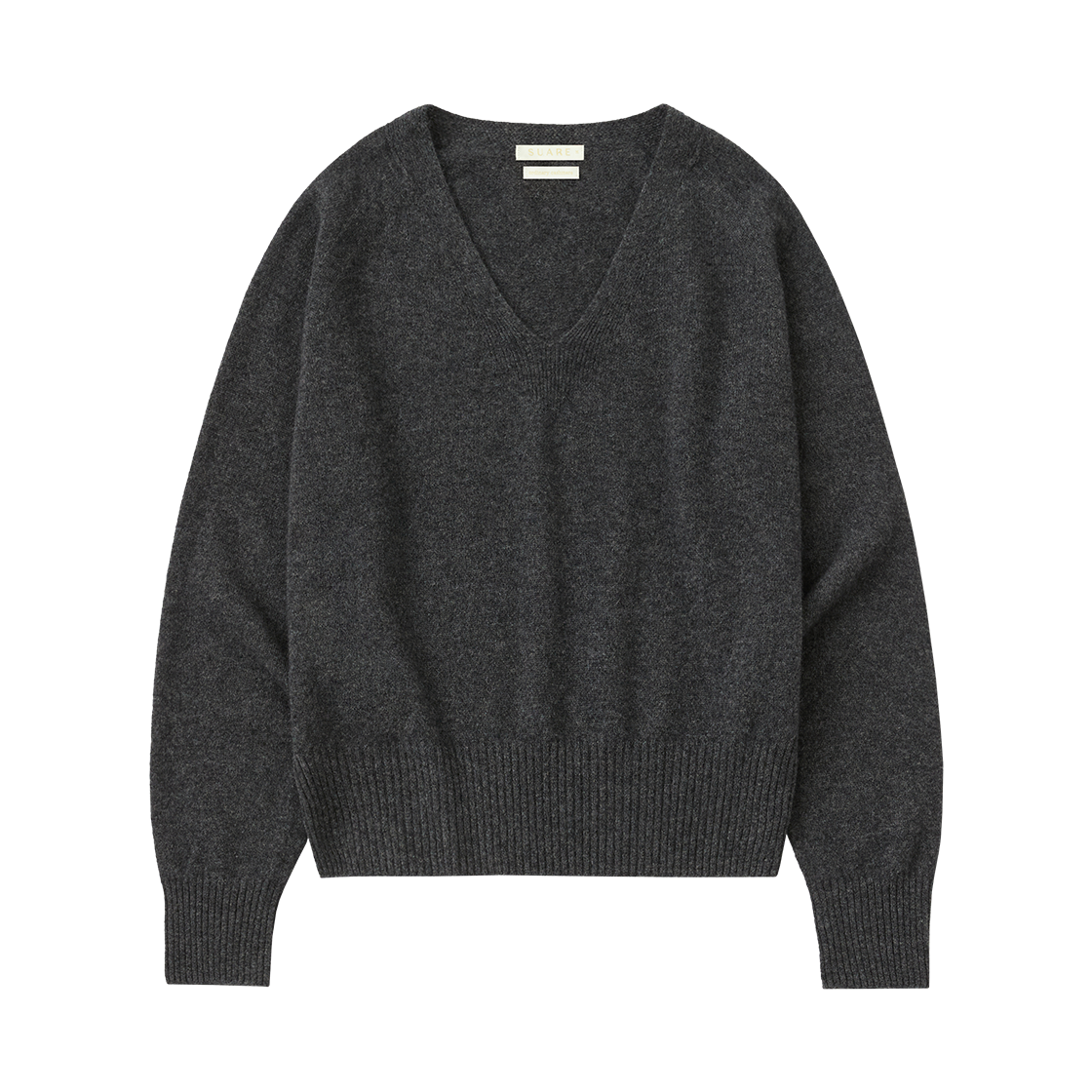 수아레 우먼 캐시미어 100 홀가먼트 브이넥 니트 차콜(Suare women cashmere 100 wholegarment v neck knit charcoal)